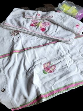 Pottery Barn Kids White Shirt with Pink and Green Trim